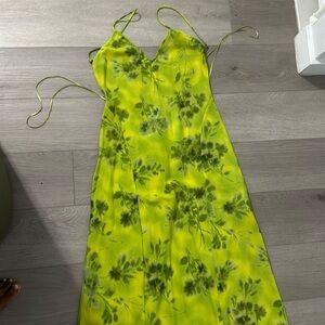 Zara Lime Green Floral Maxi Dress
